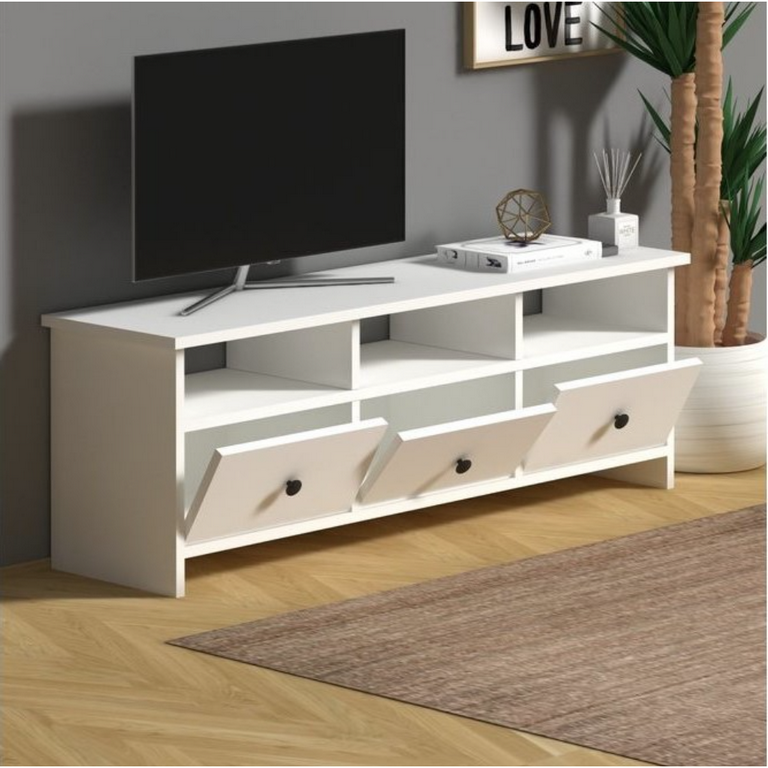 spanish MDF White Tv Unit - 42 × 32 × 124 cm