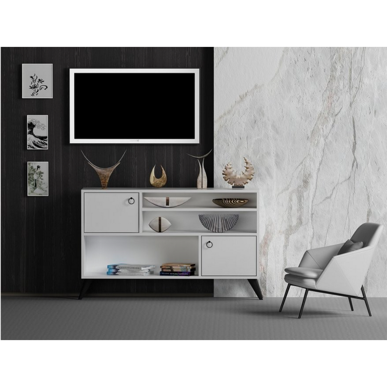 spanish MDF White Wall-mounted TV Unit - 75 × 30 × 120 cm