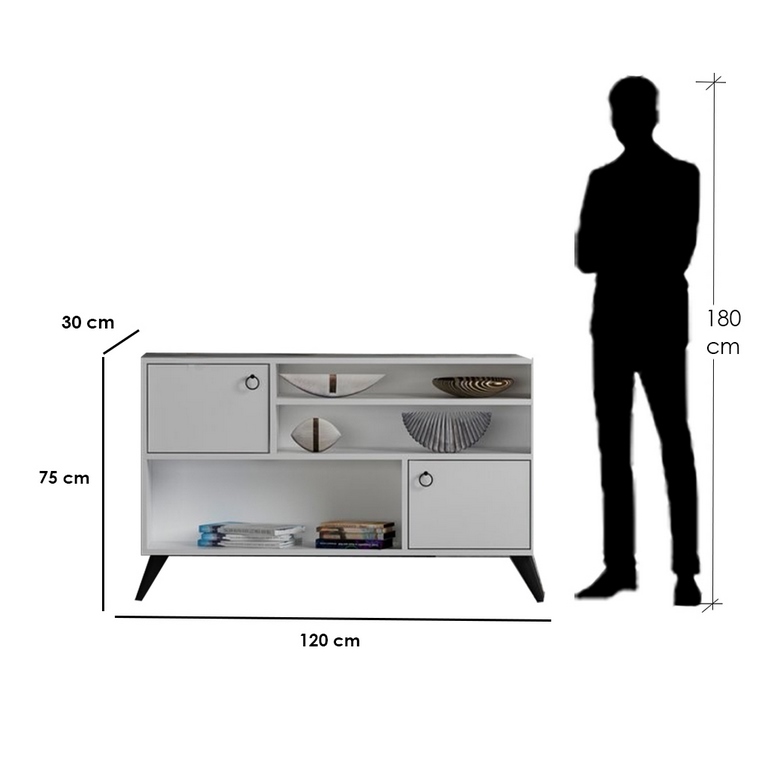 spanish MDF White Wall-mounted TV Unit - 75 × 30 × 120 cm