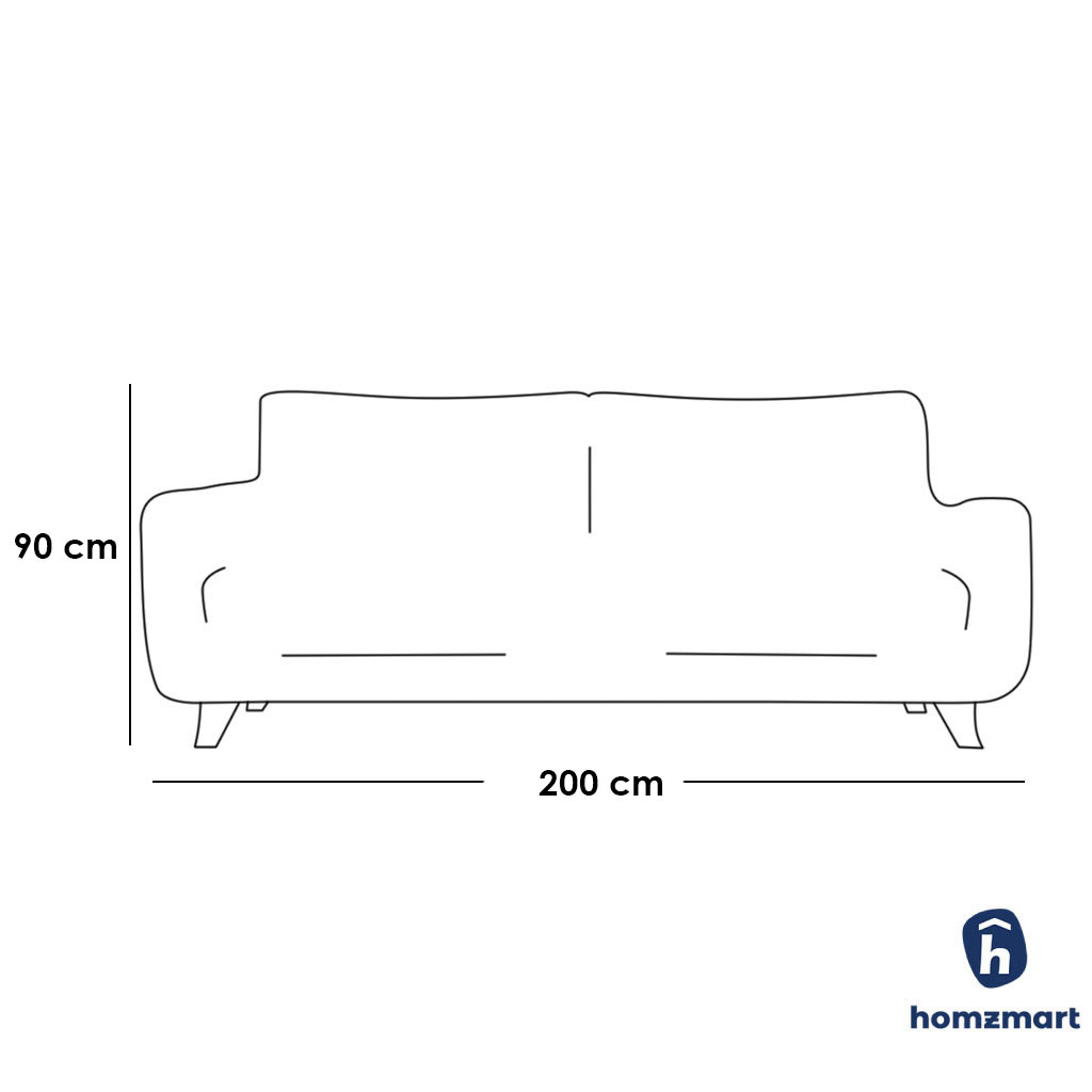 Beech Wood and Linen Fabric 2 Seaters Sofa - Yellow