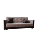 Muski Wood and Velvet Fabric Sofa Bed - Beige