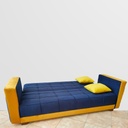 Muski Wood and Velvet Fabric Sofa Bed - Blue