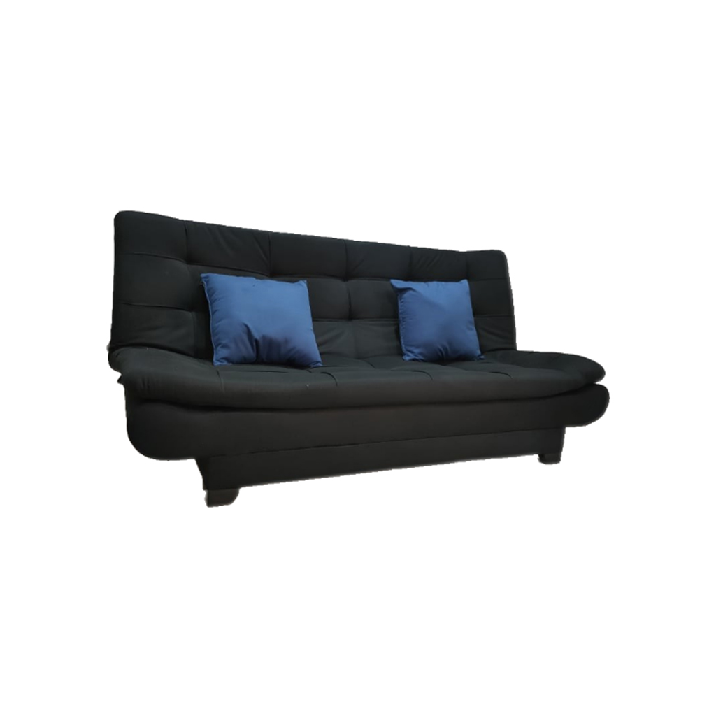 Muski Wood and Venice Fabric Sofa Bed - Black