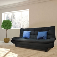 Muski Wood and Venice Fabric Sofa Bed - Black