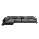 Beech Wood and Linen Fabric L-Shape Sofa - Grey