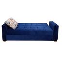 White Beech Wood and Velvet Fabric Sofa Bed - Blue