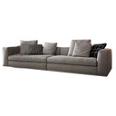 Beech Wood and Linen Wood 3 Seater Sofa - Beige