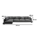 Beech Wood and Linen L-Shape Sofa - Grey