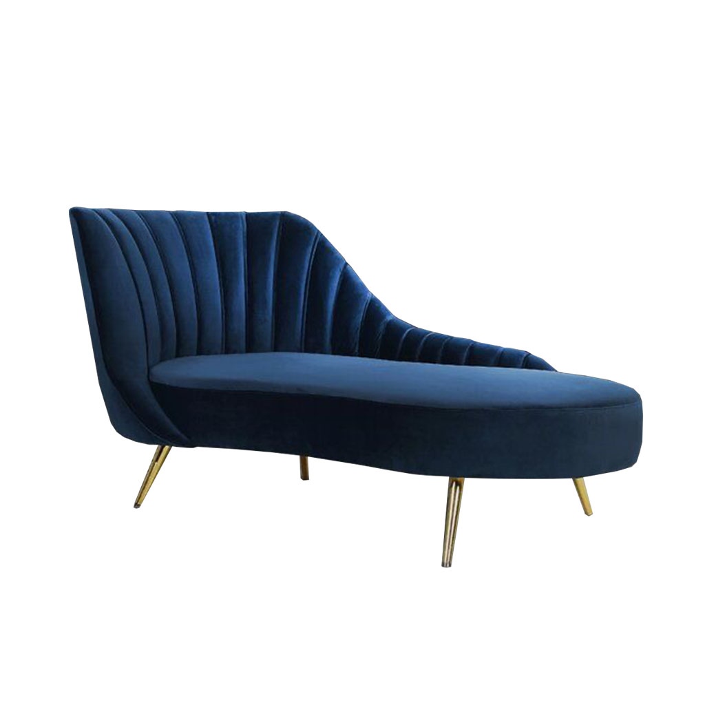 Beech Wood Chaise Longue - Blue & Gold