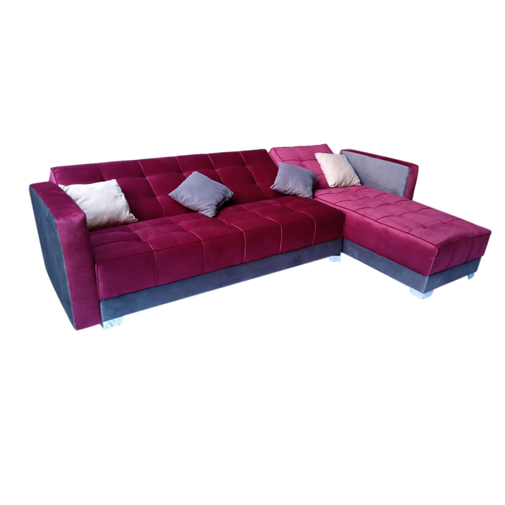 Beech Wood L-Shape Sofa - Pink