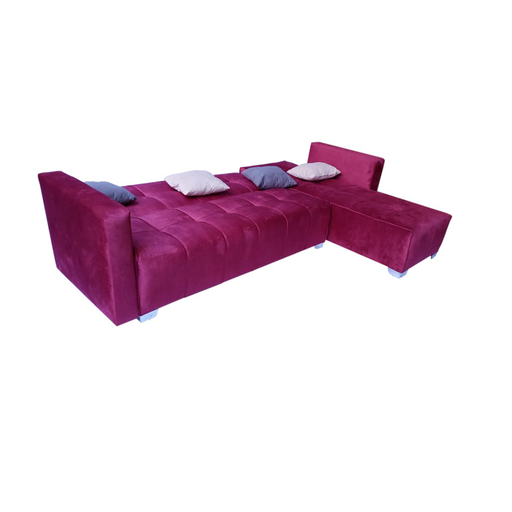 Beech Wood L-Shape Sofa - Pink