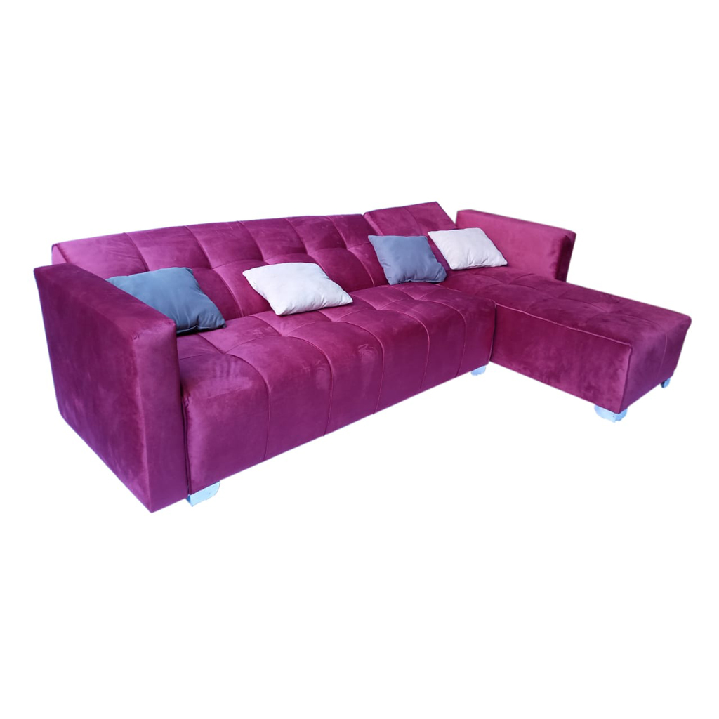 Beech Wood L-Shape Sofa - Pink