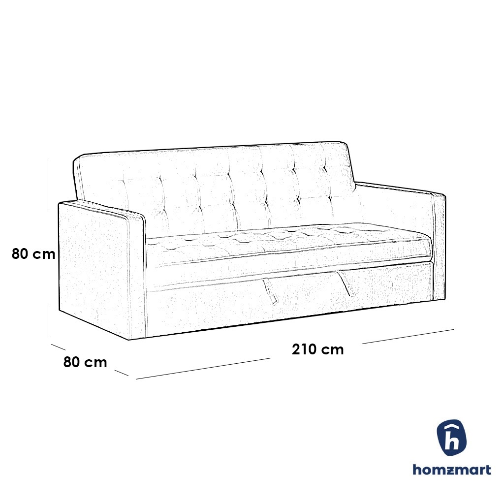 Beech Wood and Linen Sofa Bed - Grey