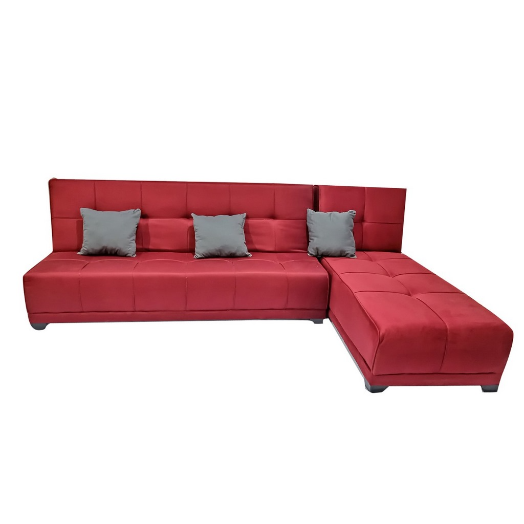 Beech Wood Sofa Bed - Dark Red