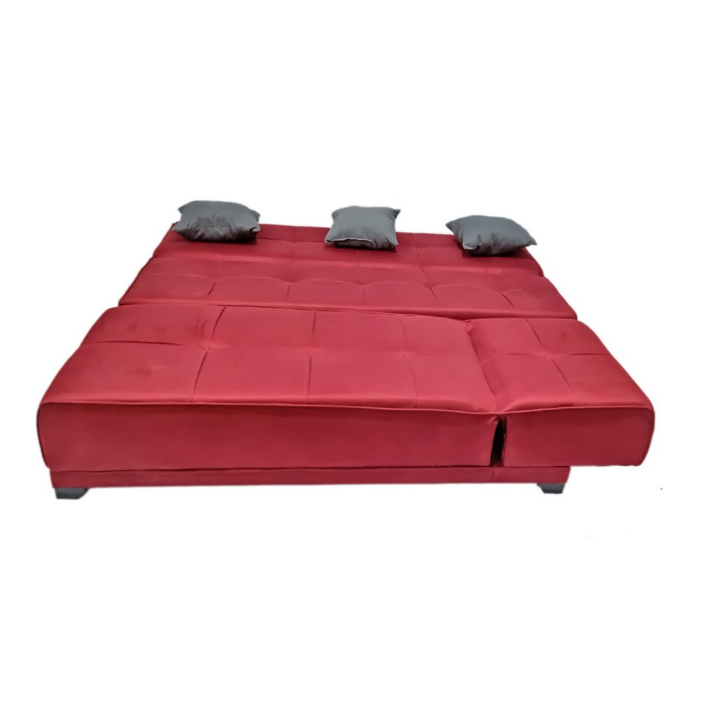 Beech Wood Sofa Bed - Dark Red