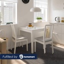 Beech Wood and Linen Dining Room Set 3 pieces White