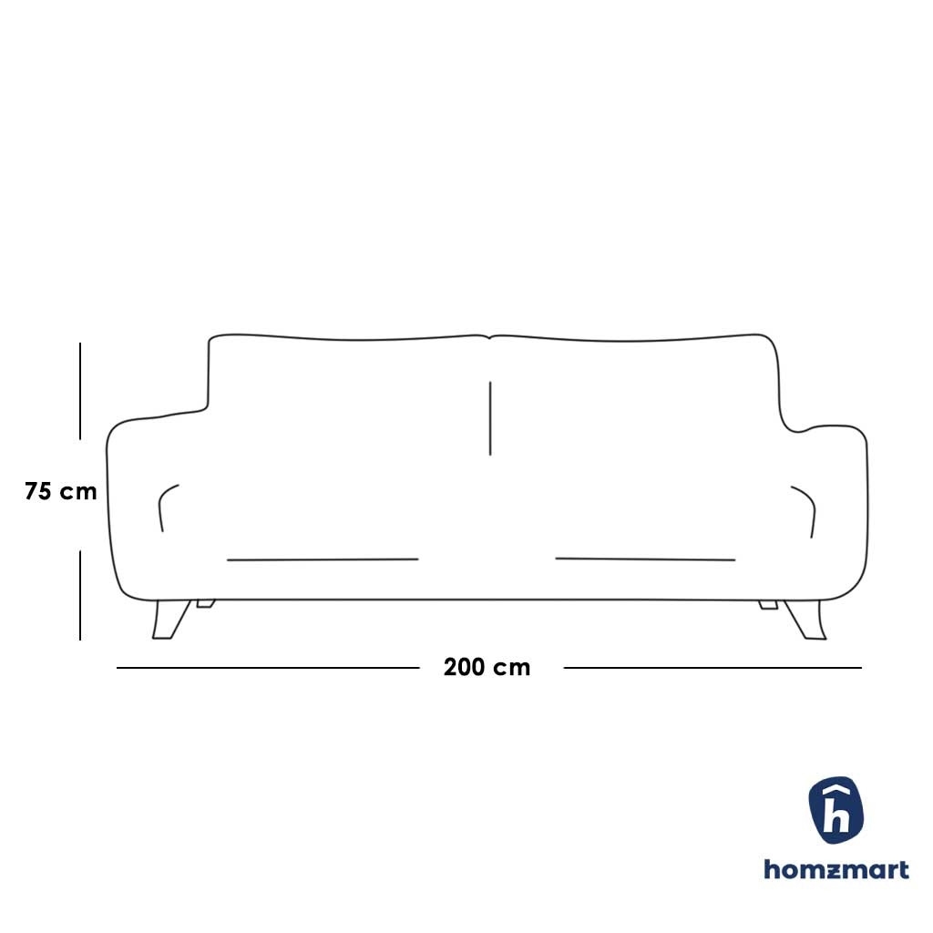 Beech Wood and Velvet Fabric 2 Seaters Sofa - Grey