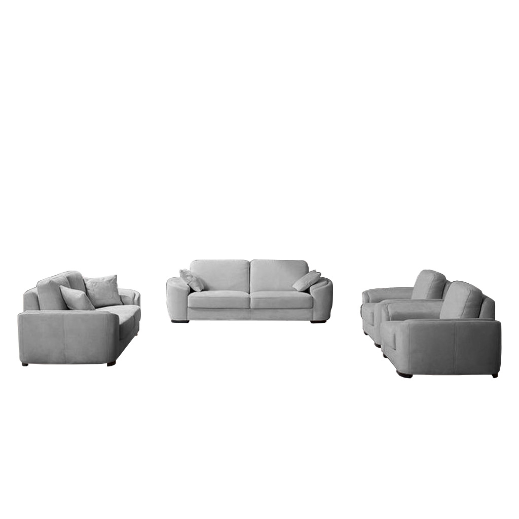 Beech Wood and Velvet Living Room 4 Pieces - Grey