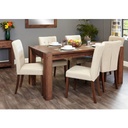 Beech and MDF Wood with Velvet Fabric Dining Room Set 7 pieces Brown and Off White