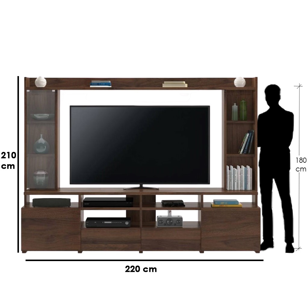 Counter Wood Brown Tv Set - 220 × 30 × 210 cm