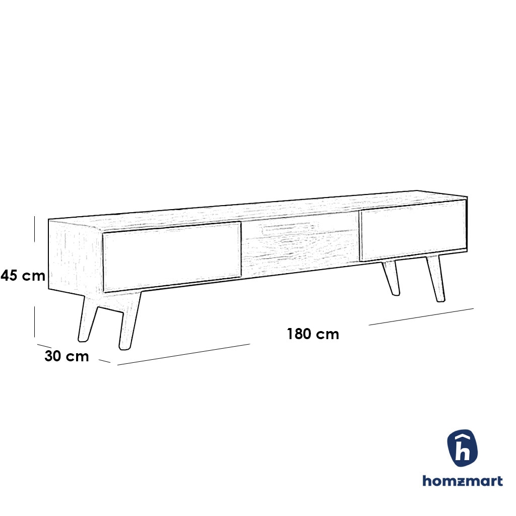 Counter Wood Brown and White Tv Unit - 180 × 30 × 45 cm