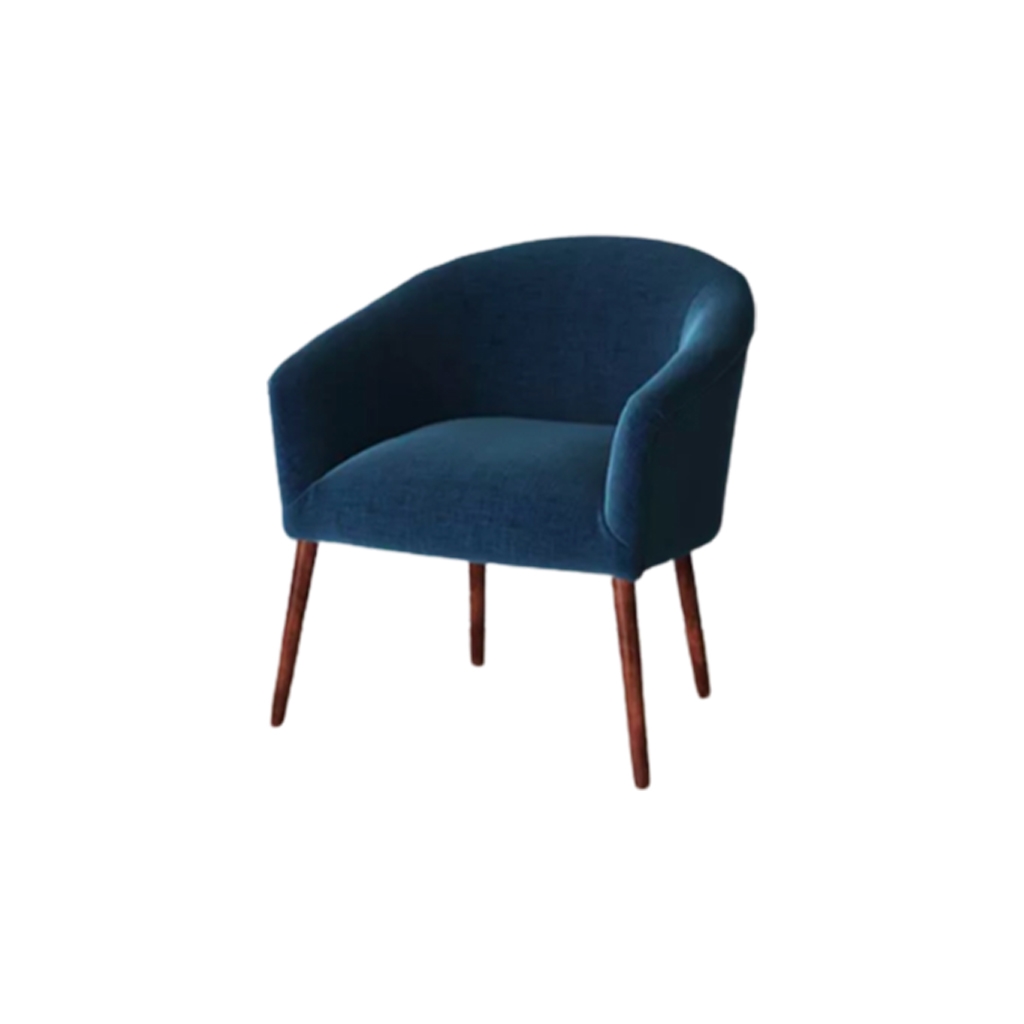 Beech Wood and Velvet Side Chair - Blue and Brown