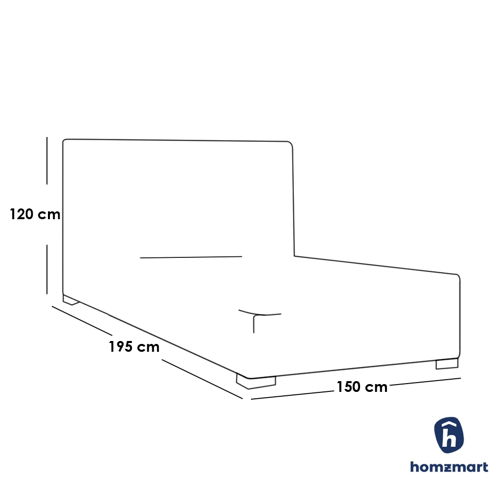 Counter Wood Queen Bed 120x150x195 cm - Grey