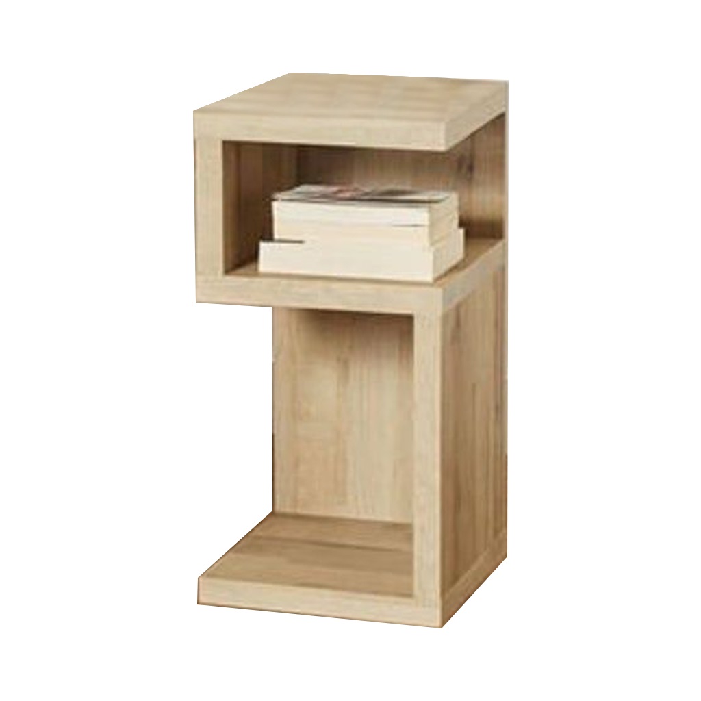 Counter Wood Side Table Beige - 60x40x40 cm