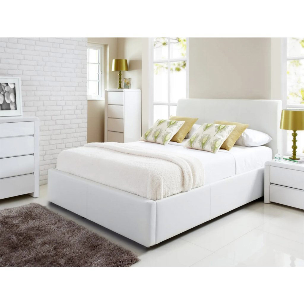 Counter Wood Velvet Single Bed 120×120×200 cm - White