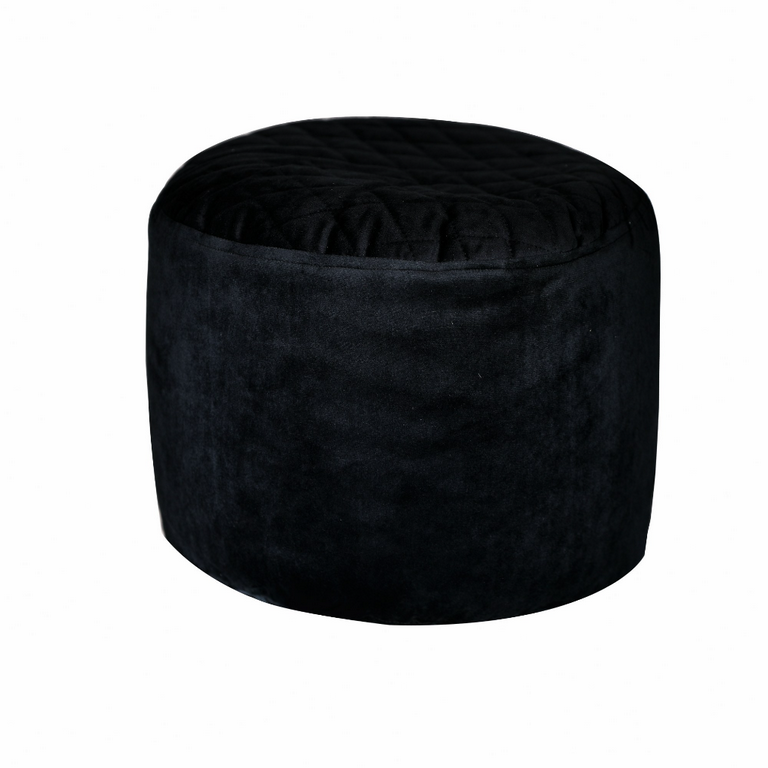 Velvet and Foam Pouf Black