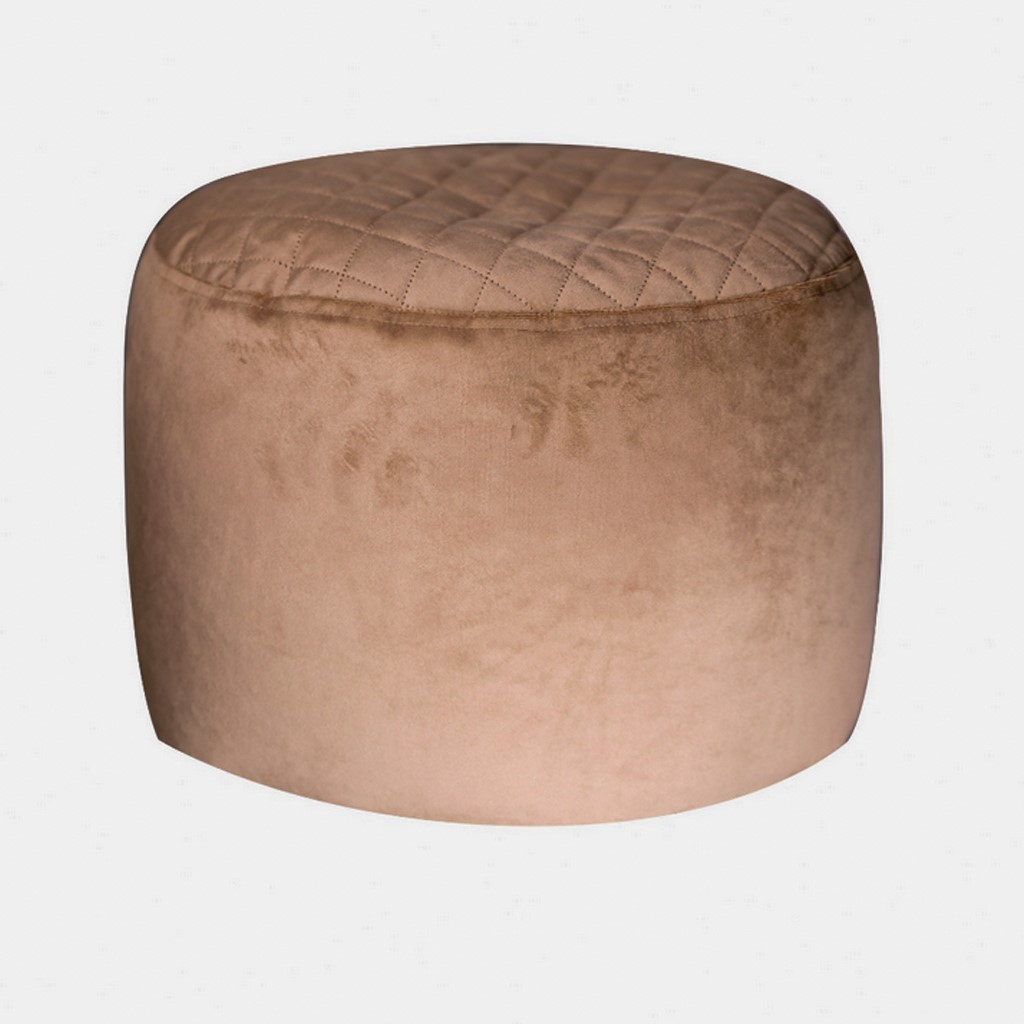 Velvet and Foam Pouf Beige