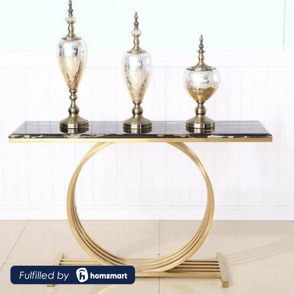 Steel and Marble Console Gold - 100x40x85 cm