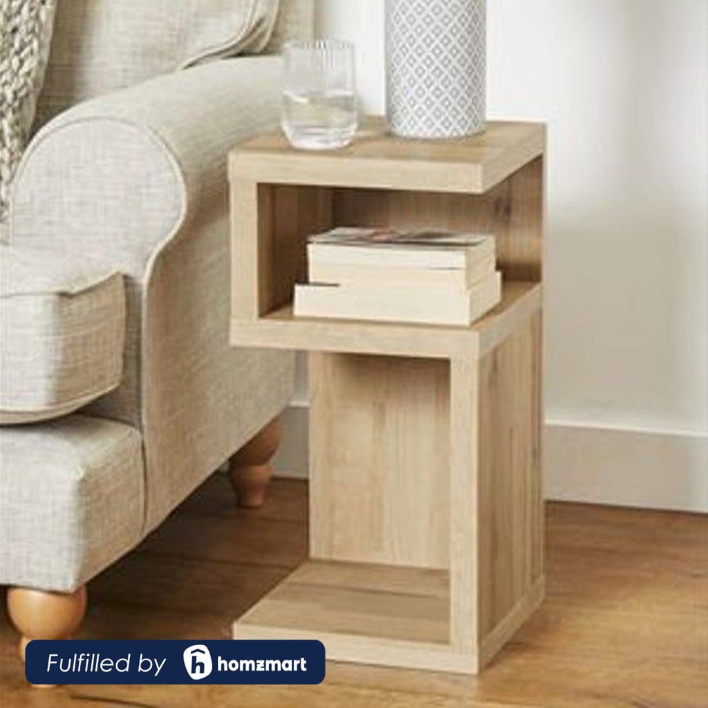 Counter Wood Side Table Beige - 60x40x40 cm