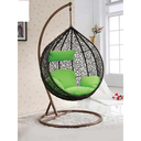 Iron and Rattan Single Hanging Chair - Brown