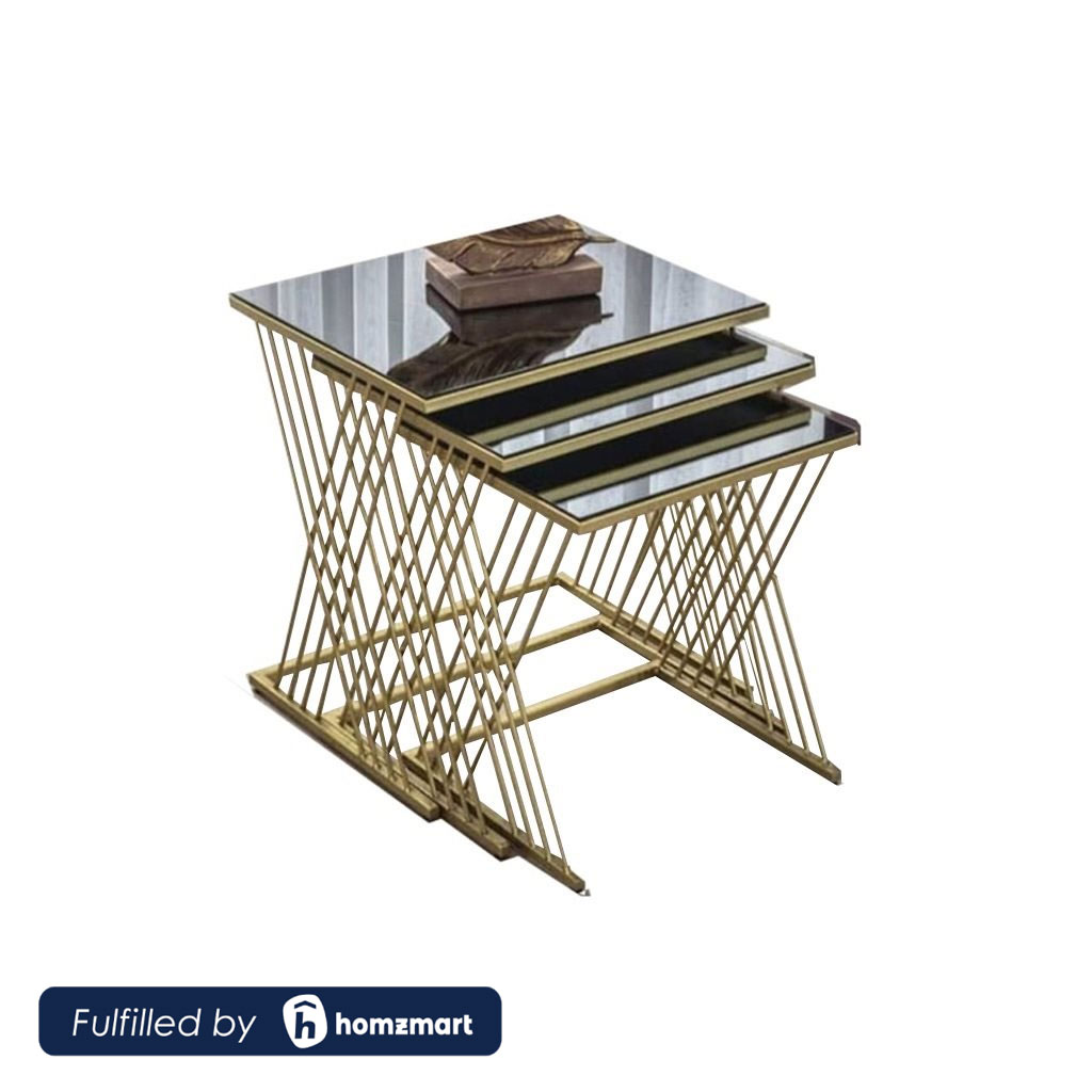 Steel Side Table set 3 Pieces - Gold