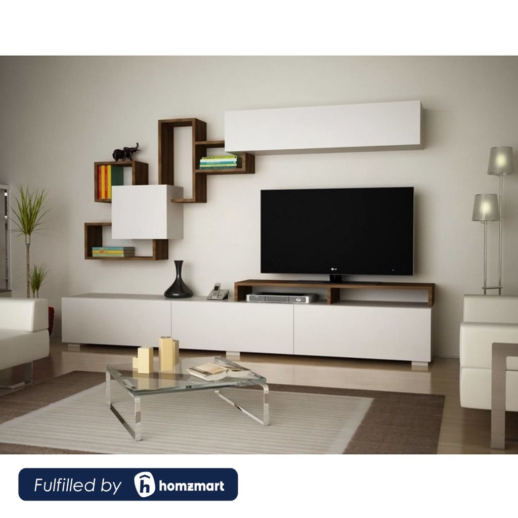 spanish MDF Tv Set Brown and White - 46 × 37 × 210 cm