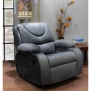 Beech Wood and Inverted Leather with Velvet Layer Recliner Chair - Grey