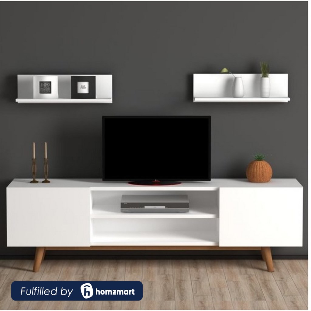 spanish MDF White Tv Set - 40 × 30 × 150 cm