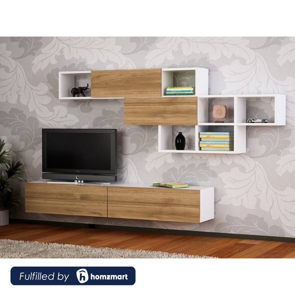 spanish MDF Tv Set White and Beige - 32 × 25 × 135 cm