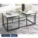 Steel and Marble Coffee Table Black - 120x50x45 cm