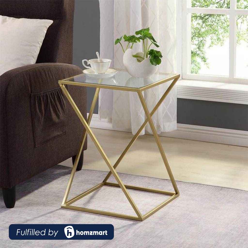 Steel Side Table Gold - 40x40x50 cm