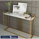 Steel and Marble Console Gold and White - 90x40x120 cm