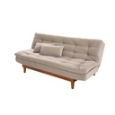 Red Beech Wood and Jaguard Fabric Sofa Bed - Beige