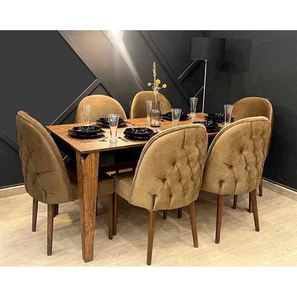 European Union wood Dining Room Set 7 pieces Brown