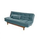 Red Beech Wood and Jaguard Fabric Sofa Bed - Turquoise