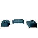 Beech Wood and Velvet Living Room 4 Pieces - Blue