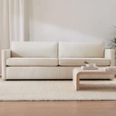 Red Beech Wood and Linen Fabric 2 Seaters Sofa - Beige