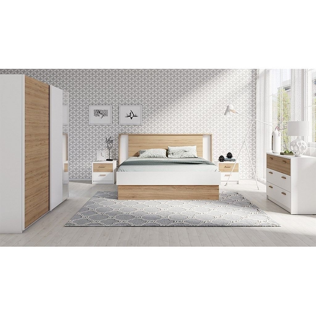 MDF wood Bedroom Set 5 Pieces - White and Beige