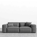 Red Beach Wood and Linen Modern 2 Seats Sofa - Grey