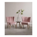 Beech wood and Velvet Side chairs Set 2 Pieces - pink